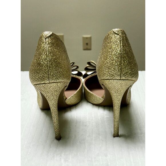 BETSEY JOHNSON Prince d'Orsay Pointed Toe Glitter Heels, Gold, Sz 8.5M - Picture 9 of 13
